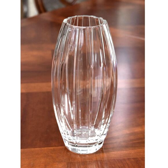 Vintage Spiegelau German Crystal Vase Vertical Panel Cut Lead Crystal Ovoid - Picture 1 of 6
